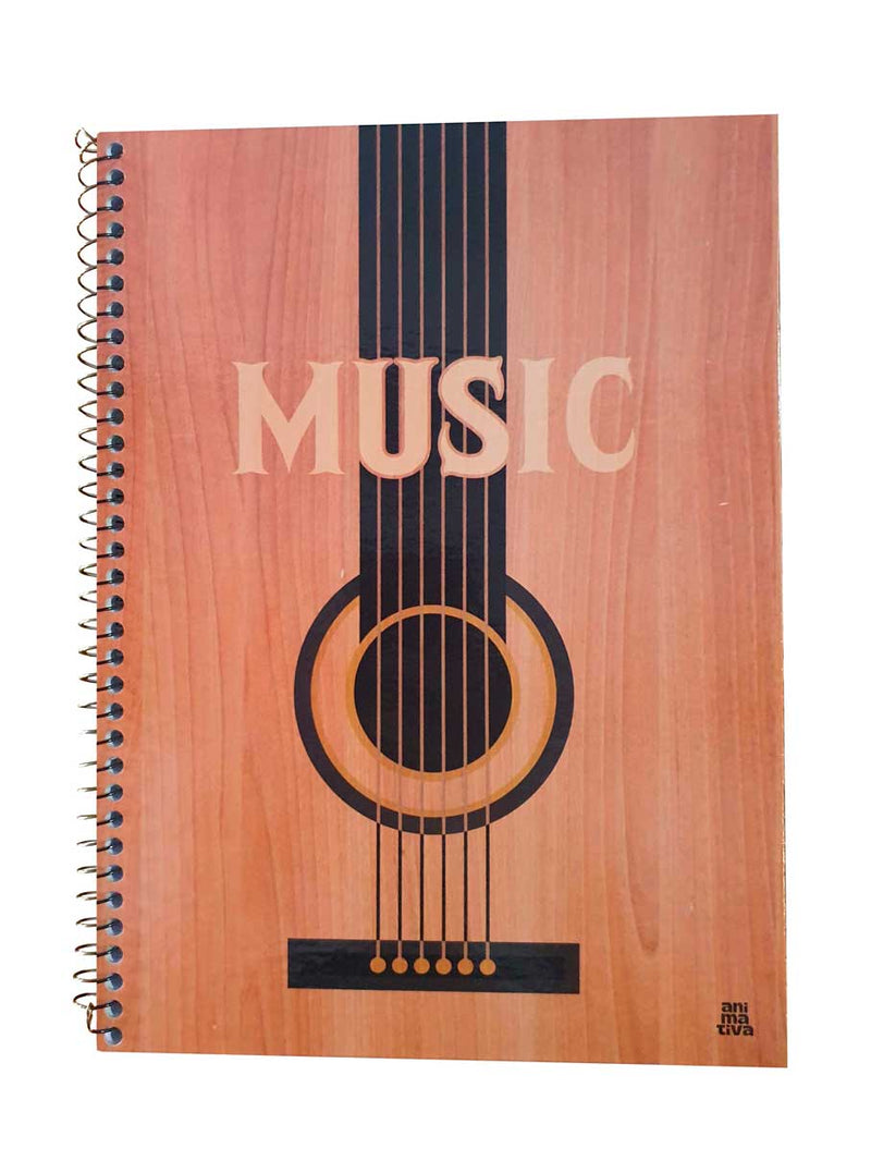 Caderno de Musica Animativa Music Wood 80 Folhas Capa Dura