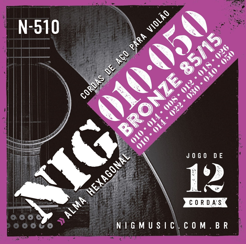 Encordoamento Violão 12 Cordas Nig N510 Aço Bronze