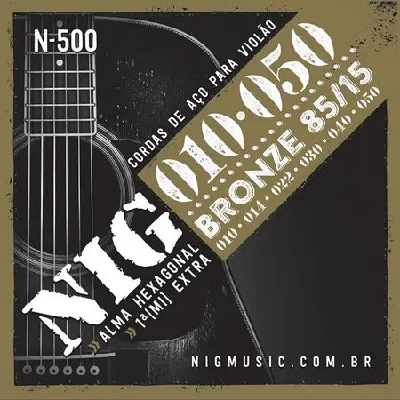 Encordoamento Nig N500 Cordas 010 Violão Aço Bronze 85/15