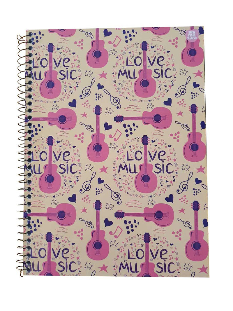 Caderno de Musica Animativa Music Love 80 Folhas Capa Dura