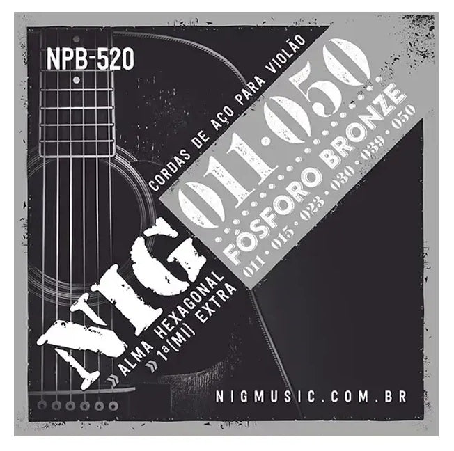 Encordoamento de Violão NIG NPB520 011 + Mi extra