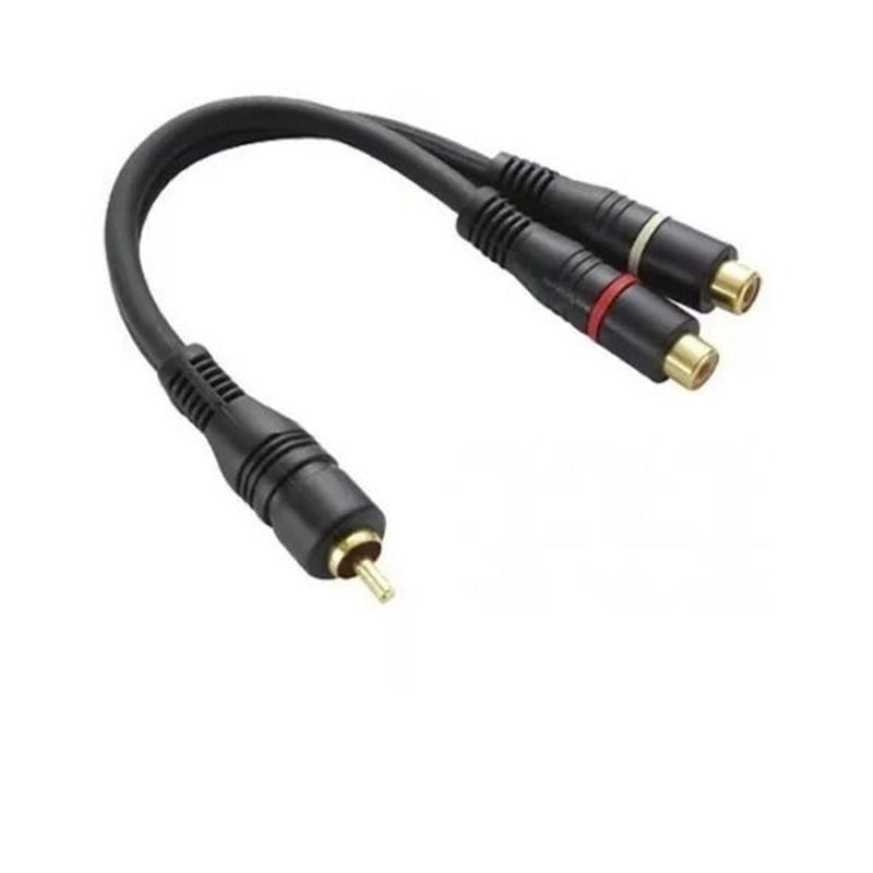 Cabo Y 2 Rca Macho + 1 Rca Fêmea Preto/dourado-3mm 25cm MXT