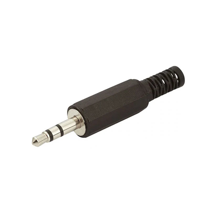 Conector Plug P2 Stereo Simples Preto